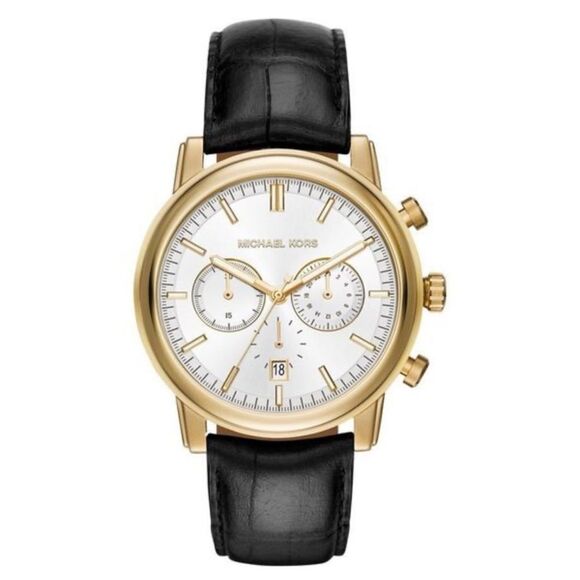 Michael Kors Men's 'Pennant' Chronograph Black Leather Watch✨ - Picture 1 of 12